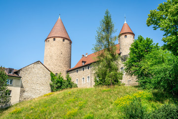 Scenic exterior view of Bulle castle in La Gruyere Switzerland