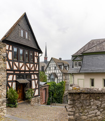 Fototapeta na wymiar well-maintained and historic old half-timbered houses in the old city center of Limburg
