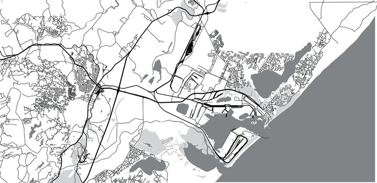 Urban Vector City Map Of Richards Bay, South Africa