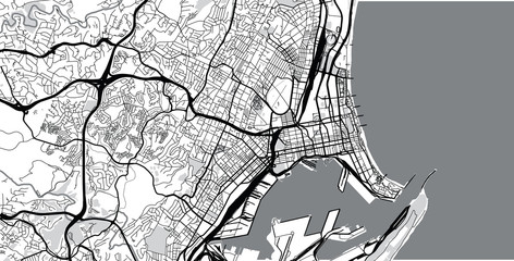 Urban vector city map of Durban, South Africa - obrazy, fototapety, plakaty