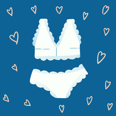 White fashionable cute modern sexy lace lingerie for women. An essential female accessory.