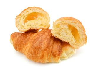 Fresh and tasty croissant over white background