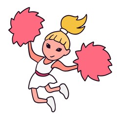 Illustration of cute cheerleading girl jumping in air