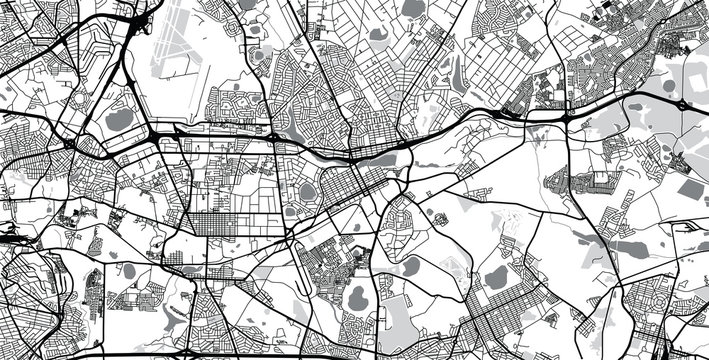 Urban vector city map of Benoni, South Africa