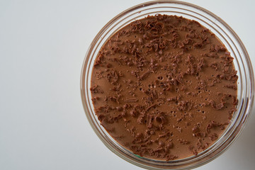 Chocolate mousse in portion glasses 