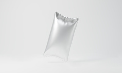Silver package mockup and pouch bag chips. 3d rendering.