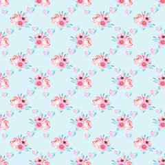 Fototapeta na wymiar Watercolor seamless pattern with flowers 