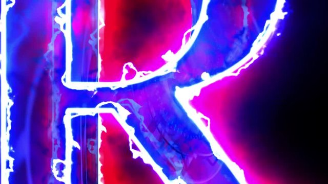 Letter R of English Alphabet. Hot letter for overlay. 4k 3D rendered animation.