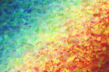 Orange, red and blue waves dry brush oil paint background, digitally created.