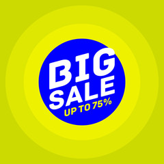 up to 75 percent big sale yellow green color vector eps