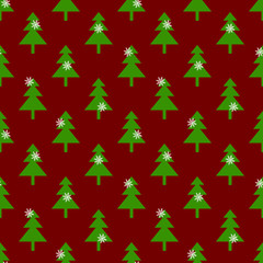Seamless New Year's pattern of fir trees and snowflakes. Vector stock illustration eps10