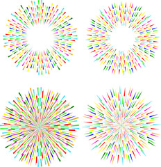 Radial speed Lines in Circle Form for comic books . fireworks Explosion background . Vector Illustration . Starburst
 round Logo . Circular Design element . Abstract Geometric star rays . Sunburst .