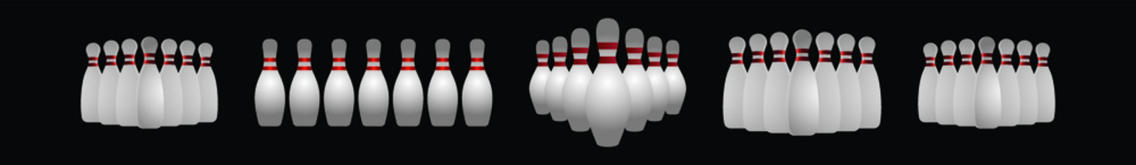 group of bowling pins. icon design template with various models. vector illustration