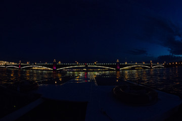 Panorama of St. Petersburg at night. Cities of Russia. Petersburg bridges. Summer in St. Petersburg. Travel across Russia. Breeding the bridge.