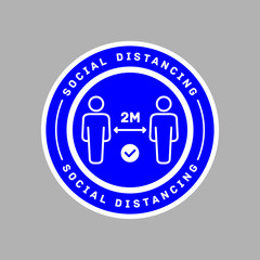 social distancing vector sign, sticker. Coronovirus epidemic protective