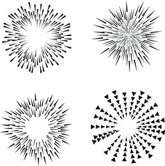 Obraz premium Radial speed Lines in Circle Form for comic books . fireworks Explosion background . Vector Illustration . Starburst round Logo . Circular Design element . Abstract Geometric star rays . Sunburst .