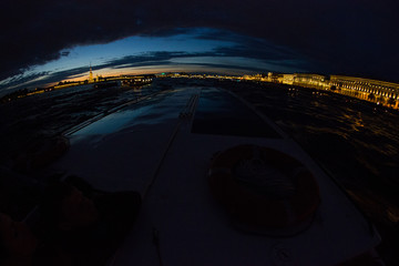 Panorama of St. Petersburg at night. Cities of Russia. Petersburg bridges. Summer in St. Petersburg. Travel across Russia. Breeding the bridge.