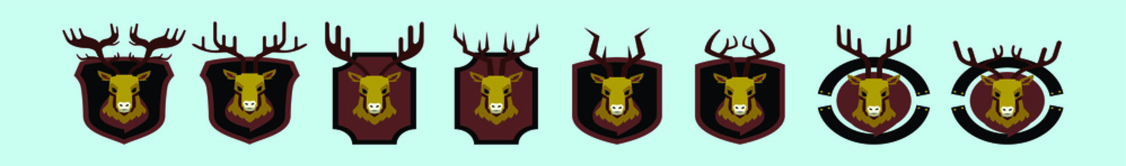 a set of deer head logo icon design template with various models. vector illustration