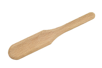 wooden paddle, kitchen spatula for cooking isolated on white background