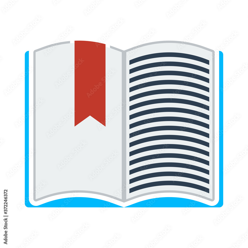 Wall mural Icon Of Open Book With Bookmark In Ui Colors