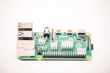 Kiev, Ukraine - August 13th, 2020: General purpose input-output (GPIO) connector on single-board...