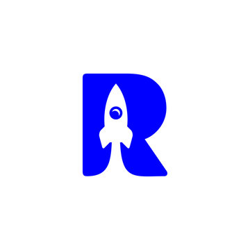 letter r with rocket vector eps