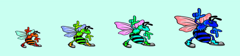 a set of bee cartoon icon design template with various models. vector illustration