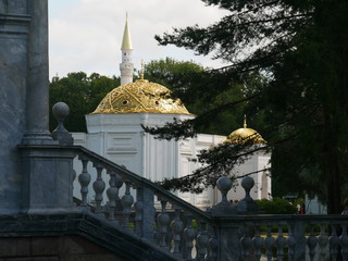 Stairs and a mosque in Catherine Park (Tsarskoe Selo). Town of Pushkin. Russia.