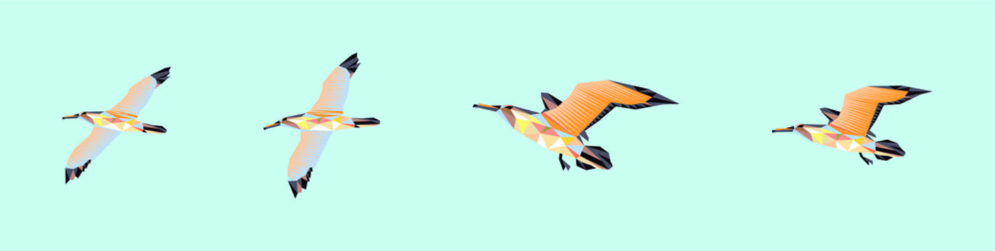 a set of albatross bird is flying icon design template with various models. vector illustration