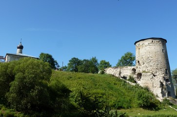 
view of the church and the fortress tower