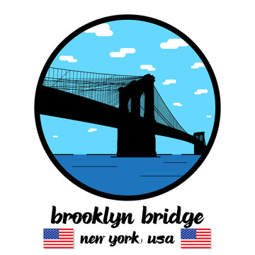 Circle Icon Brooklyn Bridge. vector illustration