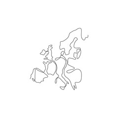 One line Europe design silhouette. Hand drawn minimalism style vector illustration.