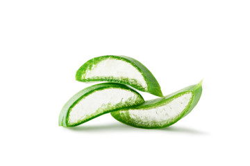Aloe Vera slices isolated on white background. Clipping path