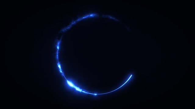 Abstract Fantasy Circle Slider Seamless Looping/ 4k animation of an abstract fantasy glowing light circle stroke with fractal turbulence texture effect seamless looping