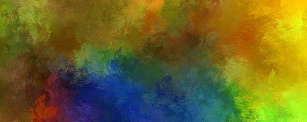 Abstract background of colorful brush strokes. Brushed vibrant wallpaper. Painted artistic creation. Unique and creative illustration.