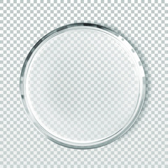 Empty petri dish isolated realistic vector illustration. Concept laboratory tests and research. Transparent chemistry glassware - obrazy, fototapety, plakaty