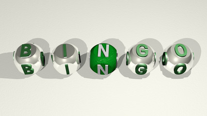 bingo text of cubic individual letters, 3D illustration for background and casino
