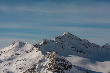 mountain peak in the snow. winter landscape