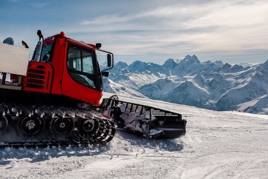 ratrak on a snow-covered slope