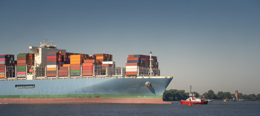 Cargo ship on the river