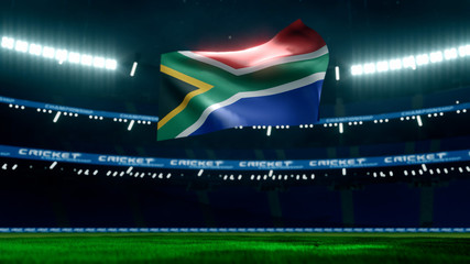 flag South Africa in empty cricket stadium