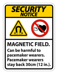 Security Notice Magnetic field can be harmful to pacemaker wearers.pacemaker wearers.stay back 30cm