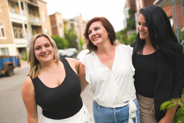 Group of girls friends having good time together