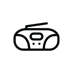 Boombox isolated icon, cd player linear icon, music tape recorder outline vector icon with editable stroke