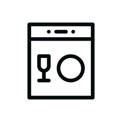 Dishwasher machine isolated icon, automatic dishwasher outline vector icon with editable stroke
