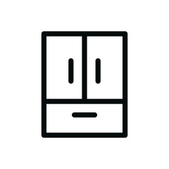 French door refrigerator isolated icon, double door refrigerator outline vector icon with editable stroke