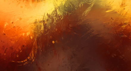 Painted composition with vibrant brush strokes. Textured colorful painting. Paint brushed wallpaper.