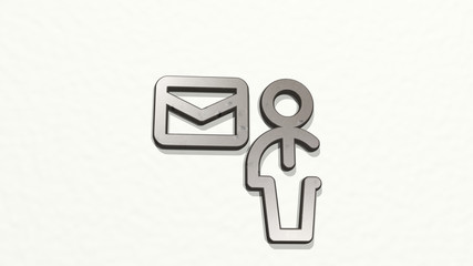 HUMAN RESOURCES BUSINESSMAN MAIL 3D icon on the wall, 3D illustration for background and concept