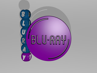 BLURAY 3D icon and dice letter text, 3D illustration