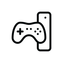 Game console isolated icon, video game console with gamepad outline vector icon with editable stroke © Altop Media